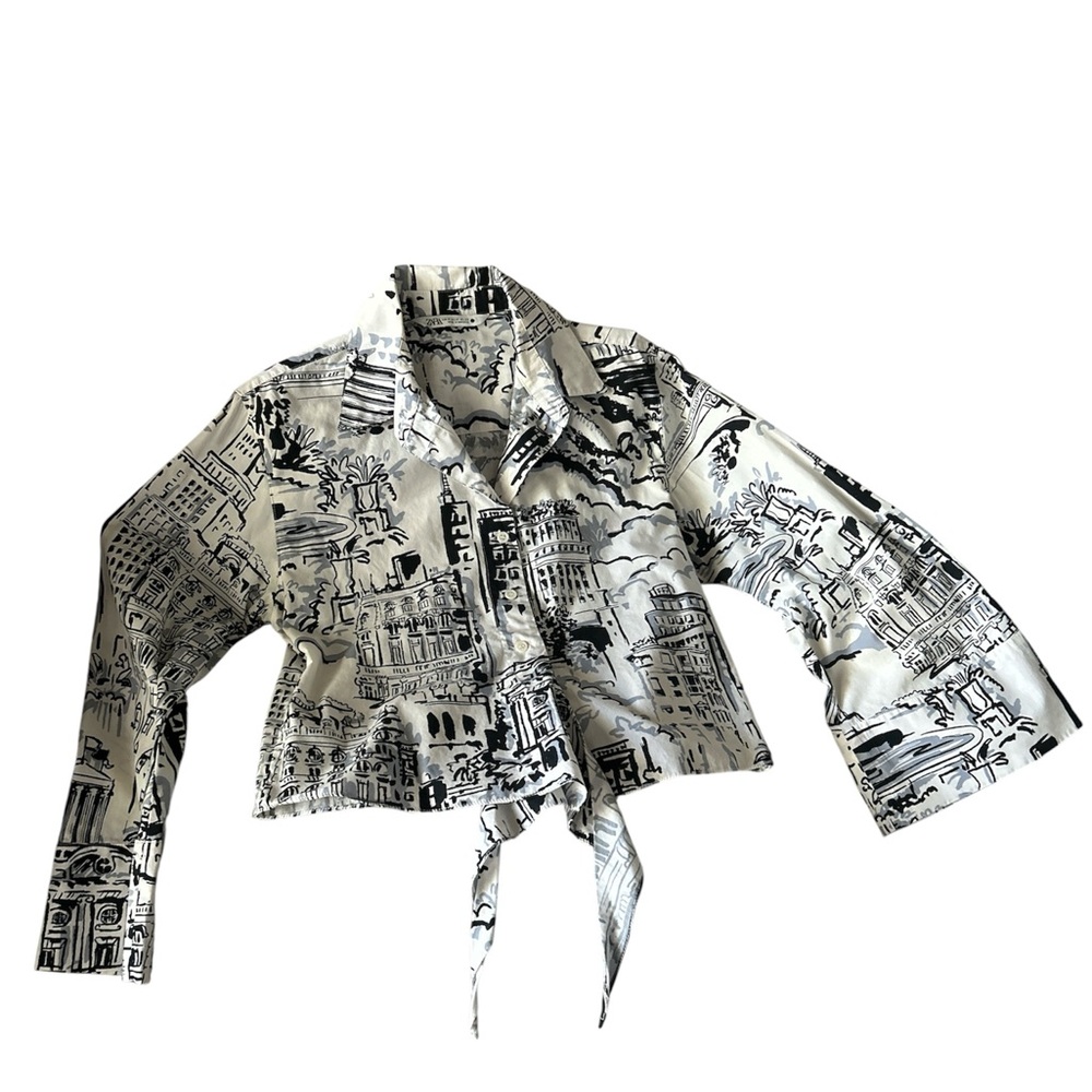 Zara Black and White Printed Blouse